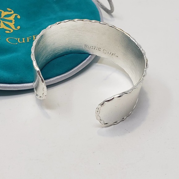 Rustic Cuff Inspiration Wide Cuff Bracelet Admire Beauty Silver Tone Engraved - Picture 4 of 5